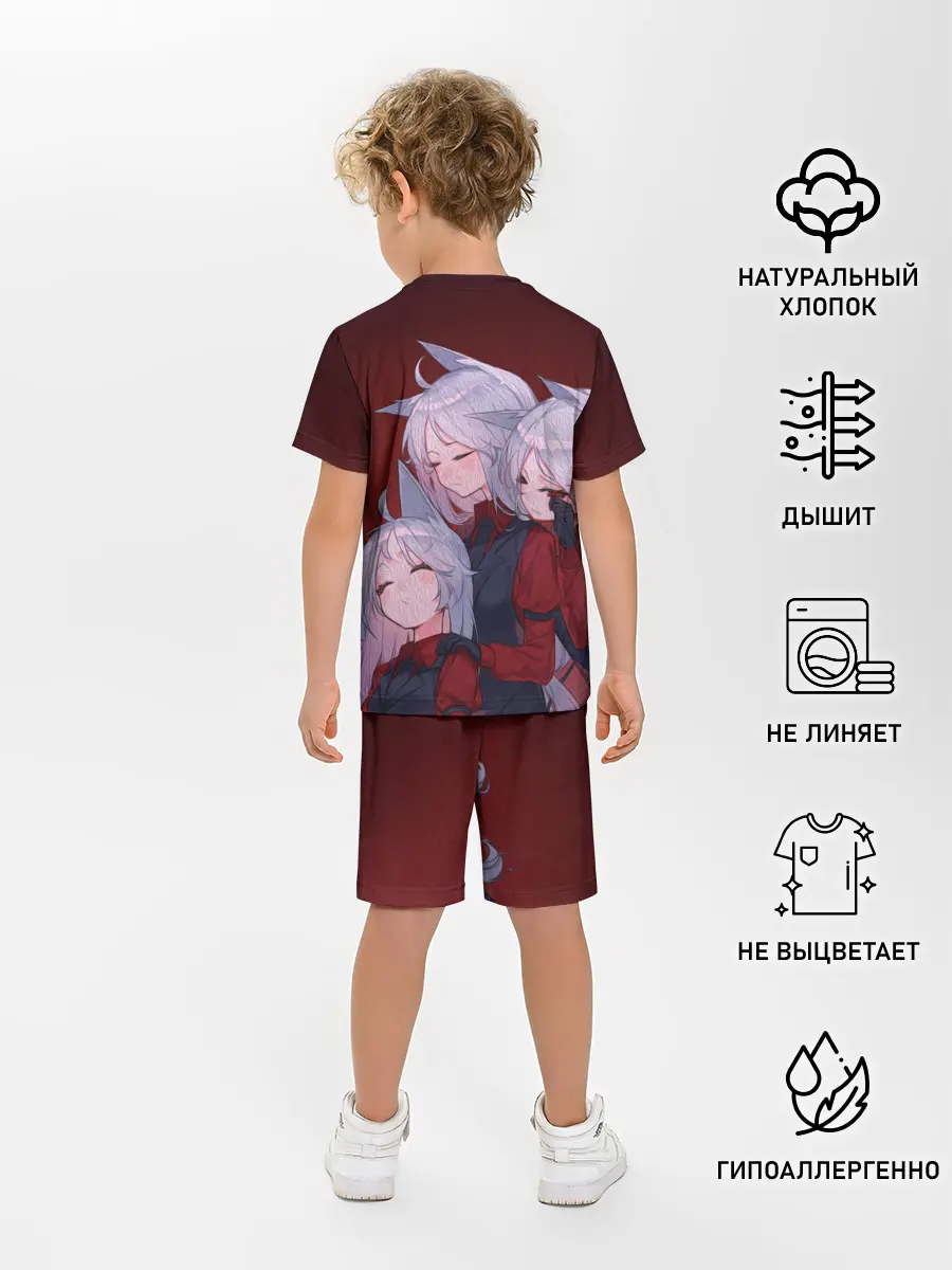 Детская пижама с шортами / Cerberus обнимаются втроем Helltaker