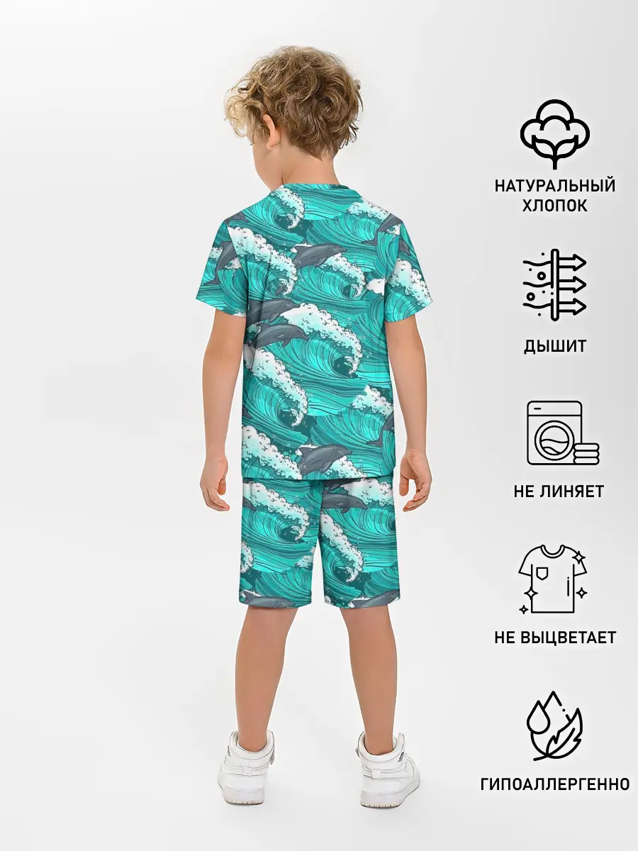 Детская пижама с шортами / Дельфины
