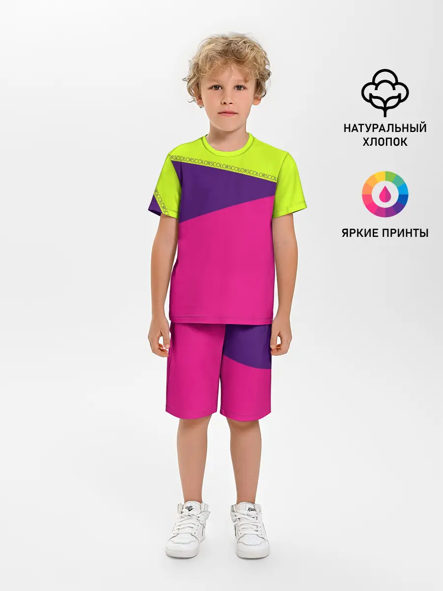 Детская пижама с шортами / Треугольники с розовым