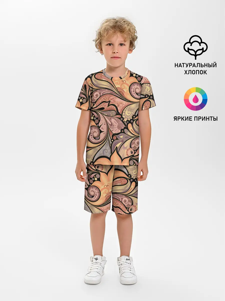 Детская пижама с шортами / дудл узоры