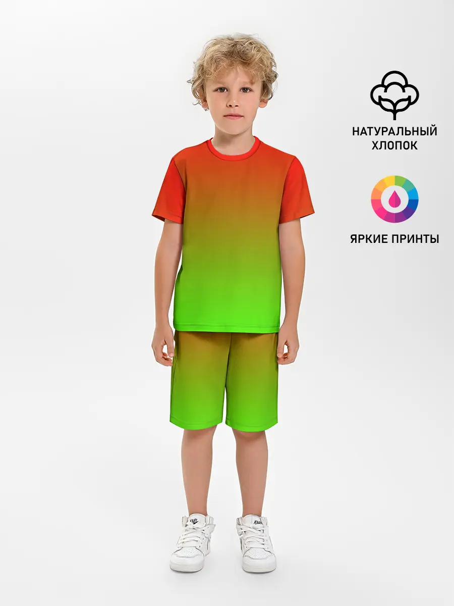 Детская пижама с шортами / Градиент Яблоко