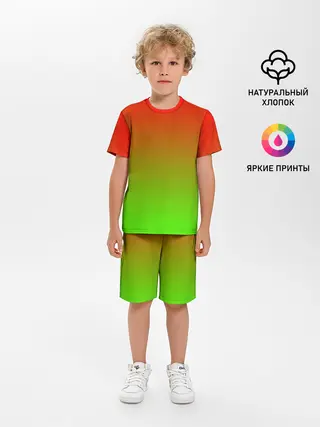 Детская пижама с шортами / Градиент Яблоко