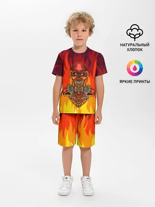Детская пижама с шортами / Меха скелет | Steampunk Fire