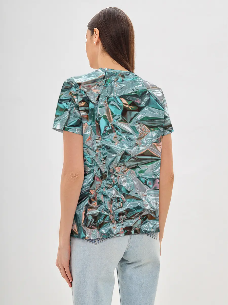 Женская базовая футболка / Голографическая фольга