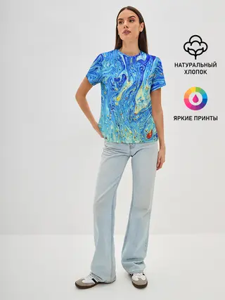 Женская базовая футболка / Сползающие краски