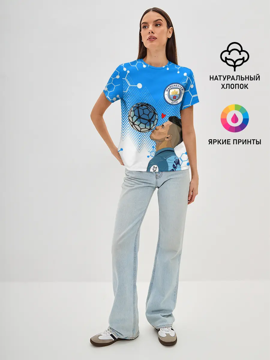 Женская базовая футболка / СЕРХИО АГУЭРО / МАНЧЕСТЕР СИТИ