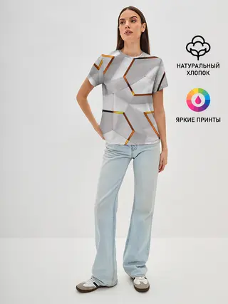 Женская базовая футболка / 3D абстракция Iron