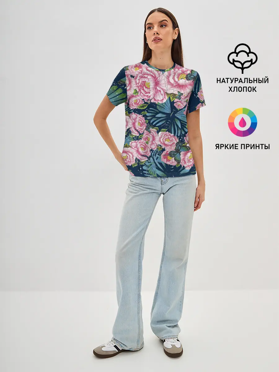 Женская базовая футболка / Пионы