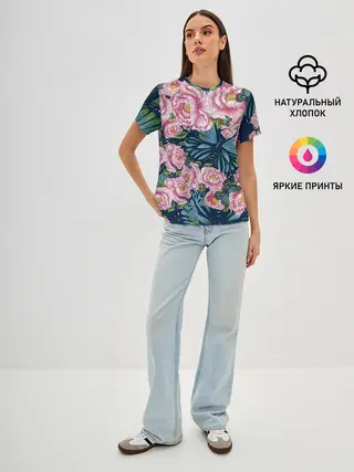 Женская базовая футболка / Пионы