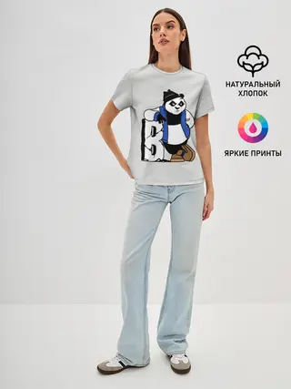 Женская базовая футболка / Серьёзная Панда