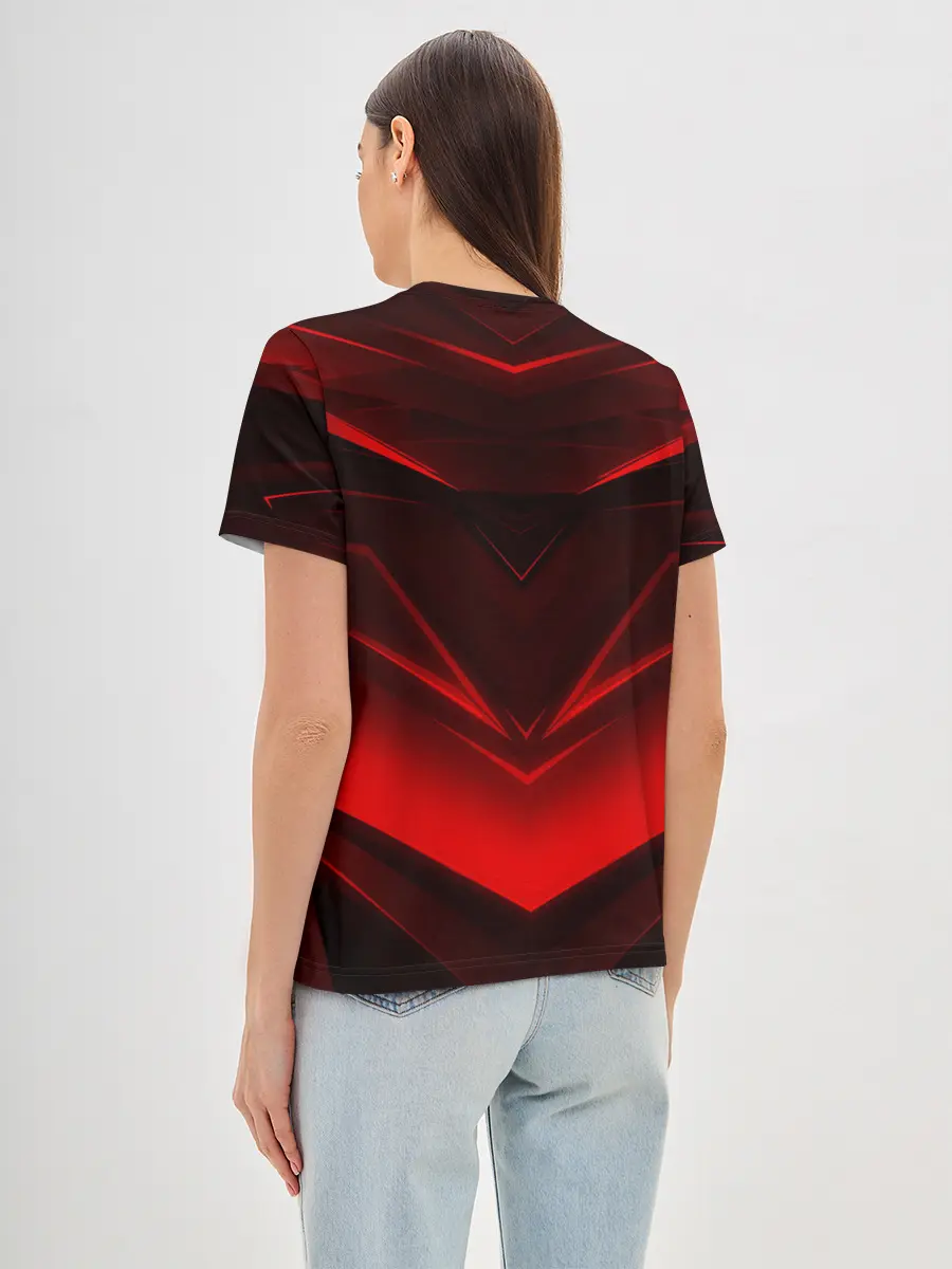 Женская базовая футболка / GEOMETRY STRIPES | КРАСНАЯ ГЕОМЕТРИЯ