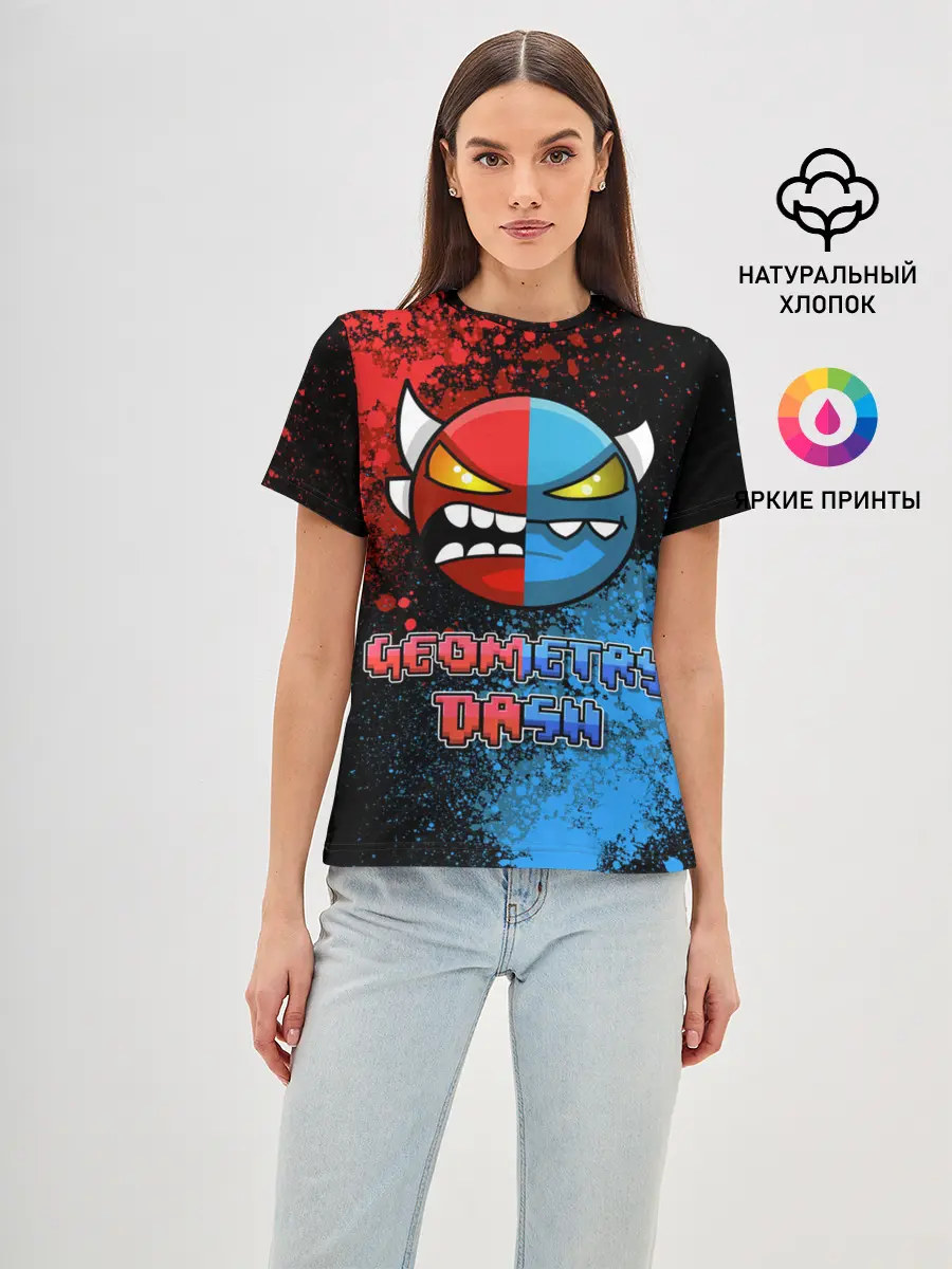 Женская базовая футболка / Geometry Dash