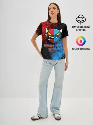 Женская базовая футболка / Geometry Dash