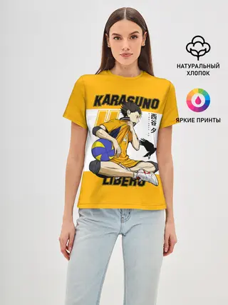 Женская базовая футболка / Юу Нишиноя из Карасуно | Haikyu!!