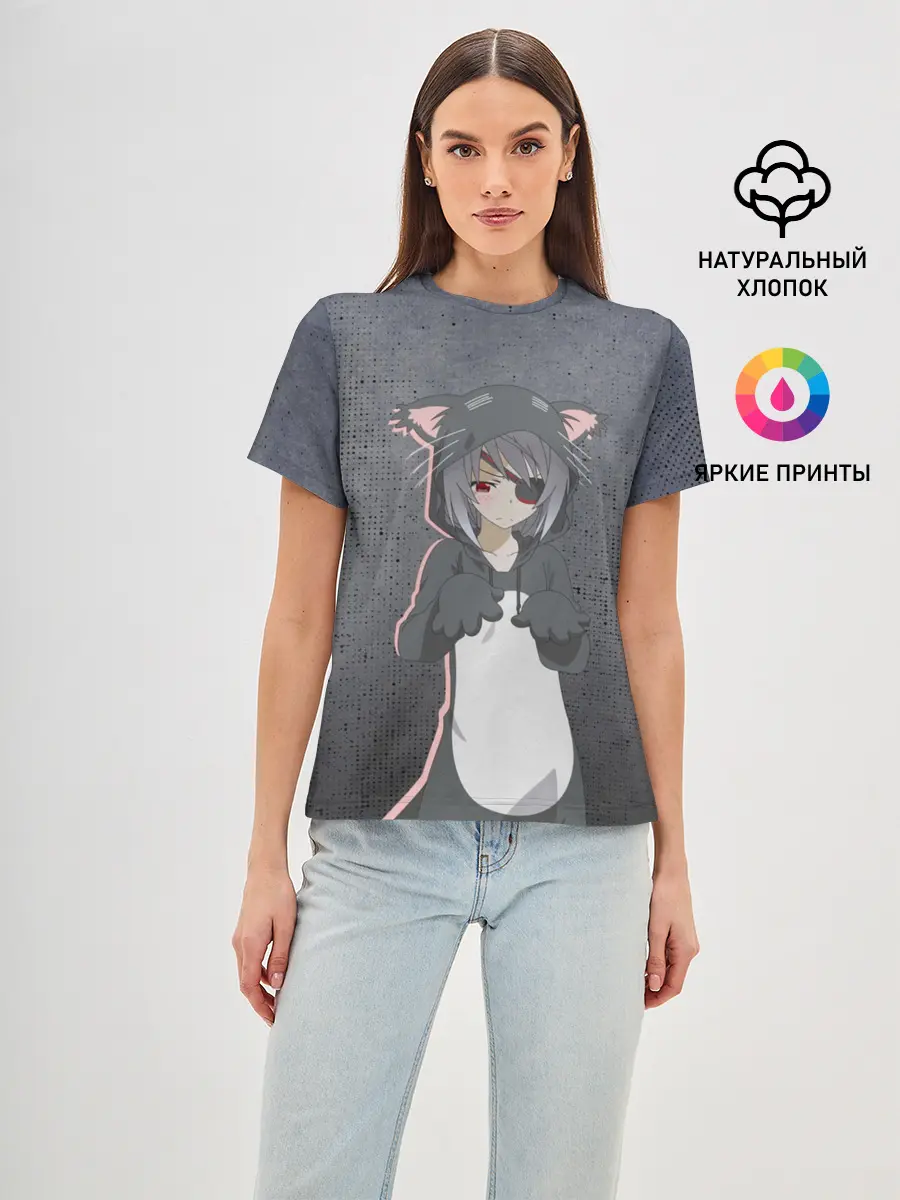 Женская базовая футболка / Catgirl sadness