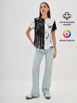 Женская базовая футболка / ЧБ ГРАНЖ | RED BUTTERFLY