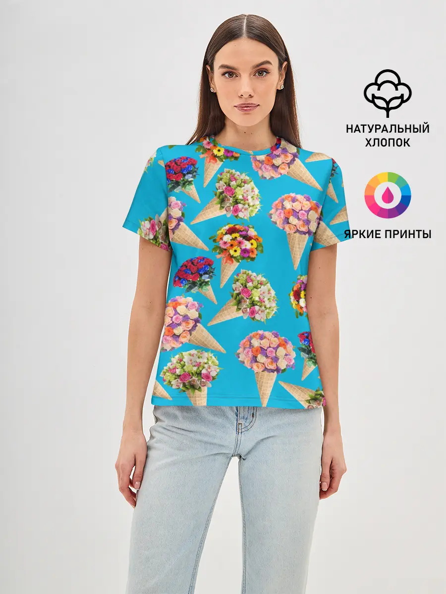 Женская базовая футболка / Рожок цветов