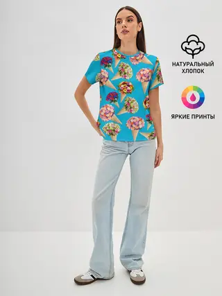 Женская базовая футболка / Рожок цветов