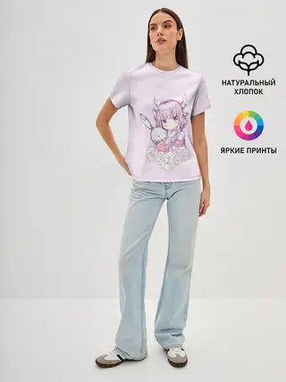 Женская базовая футболка / Дракон-Горничная Кобаяши