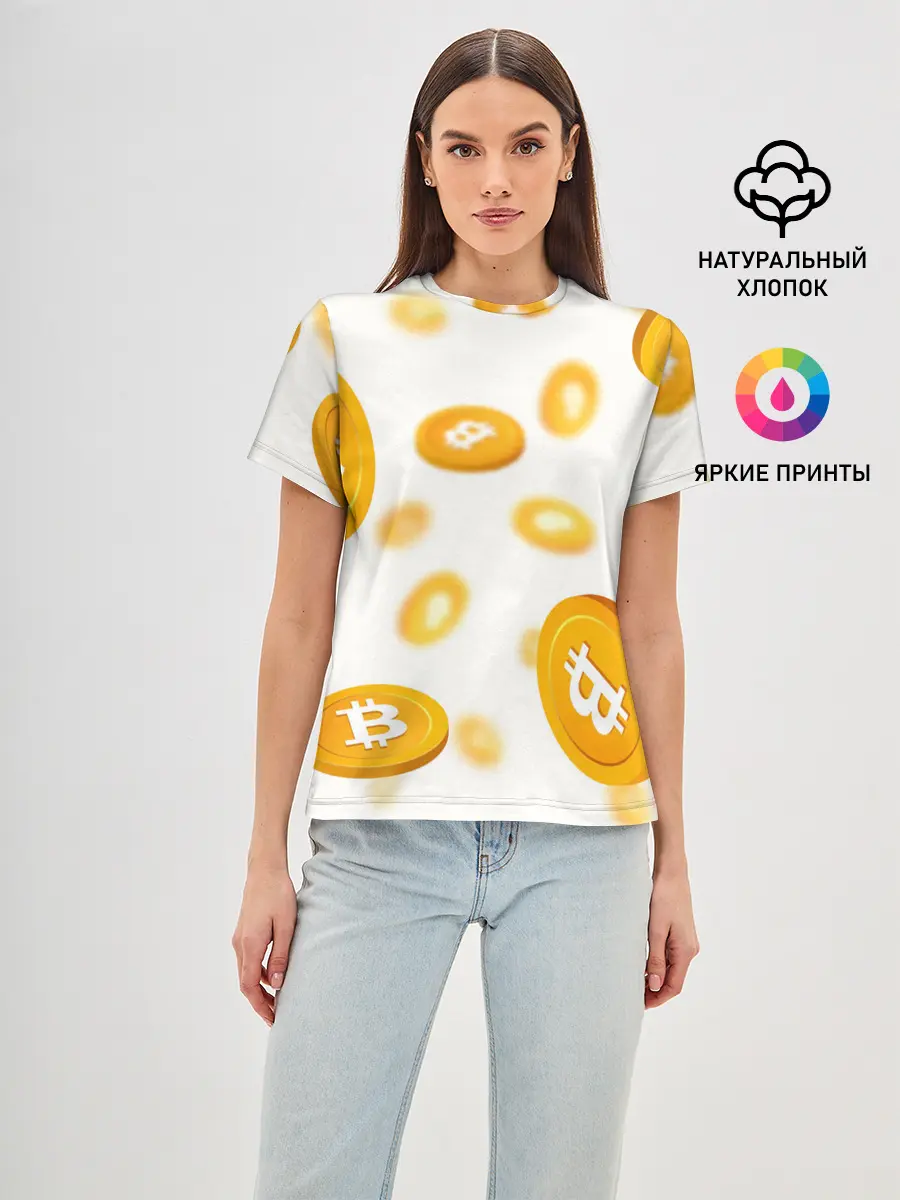Женская базовая футболка / BITCOIN КРИПТОВАЛЮТА | CRYPTOCURRENCIES
