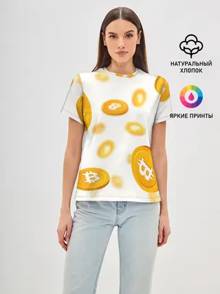 Женская базовая футболка / BITCOIN КРИПТОВАЛЮТА | CRYPTOCURRENCIES