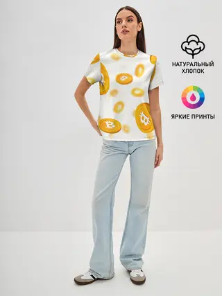 Женская базовая футболка / BITCOIN КРИПТОВАЛЮТА | CRYPTOCURRENCIES