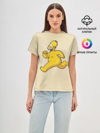 Женская базовая футболка / Гомер на Пробежке