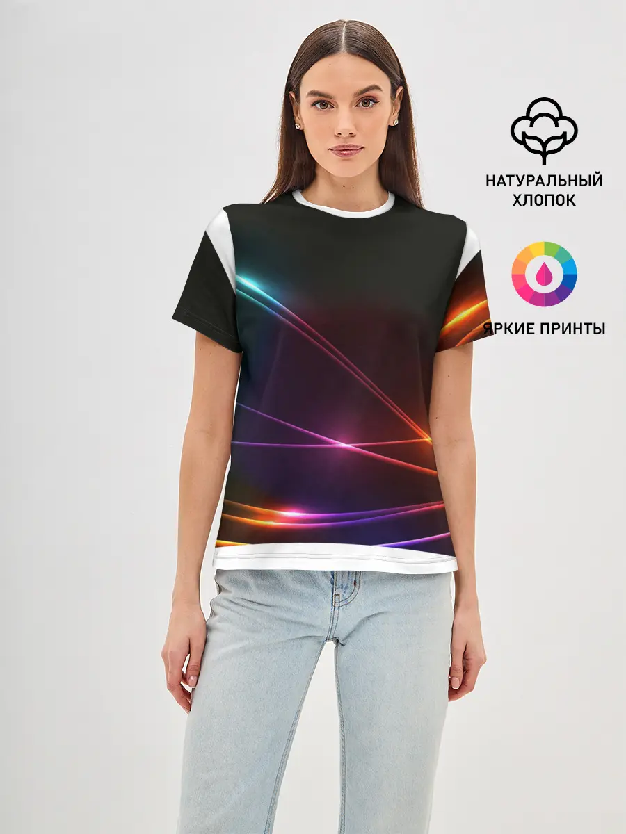 Женская базовая футболка / Неоновые Линии