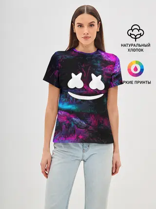 Женская базовая футболка / Marshmello NEON