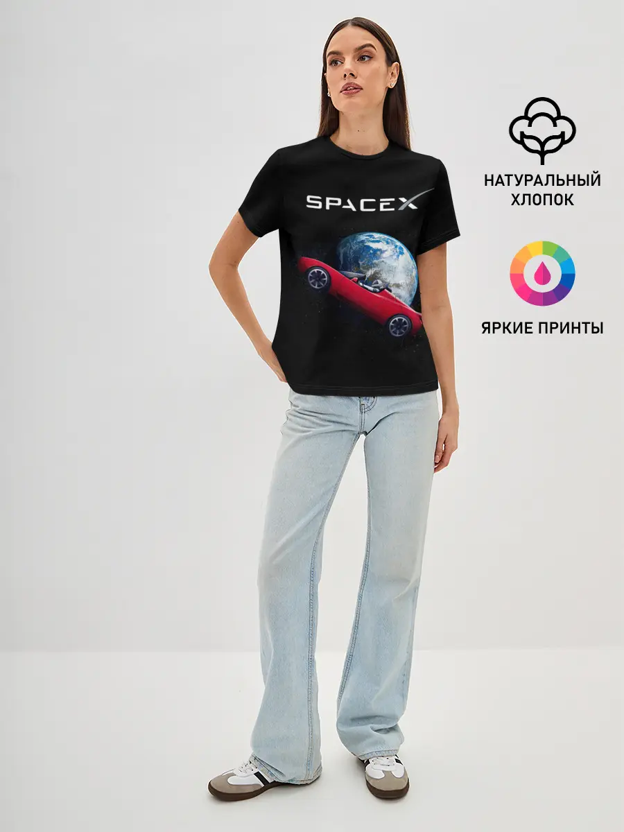 Женская базовая футболка / Space X Zero gravity car