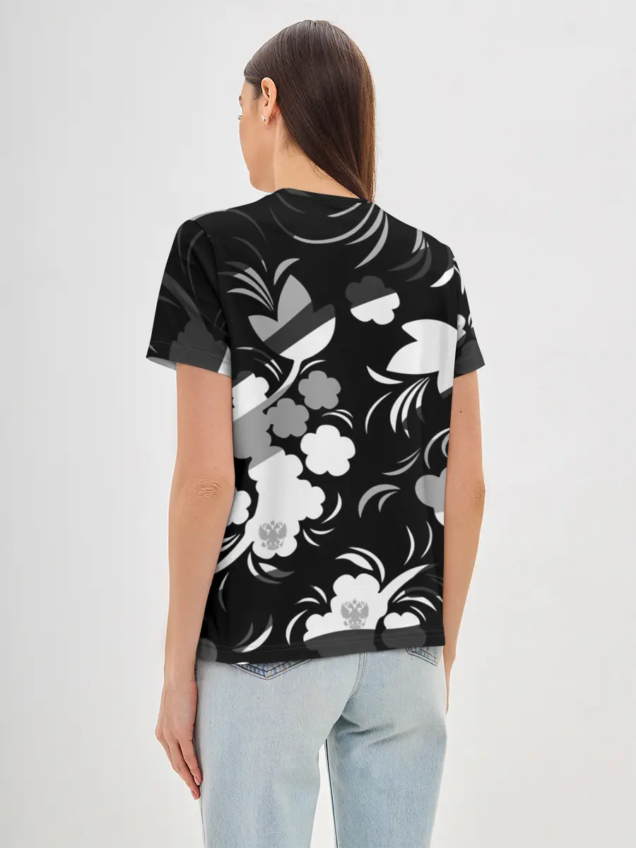 Женская базовая футболка / Russia | Камуфляж белый