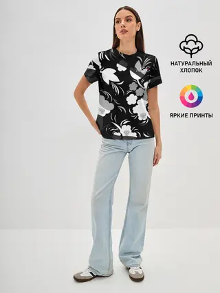 Женская базовая футболка / Russia | Камуфляж белый