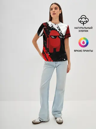 Женская базовая футболка / Among Us Sus Life Imposter.