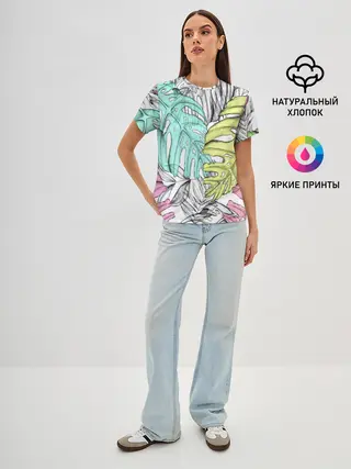 Женская базовая футболка / ТЕКСТУРА ТРОПИКИ