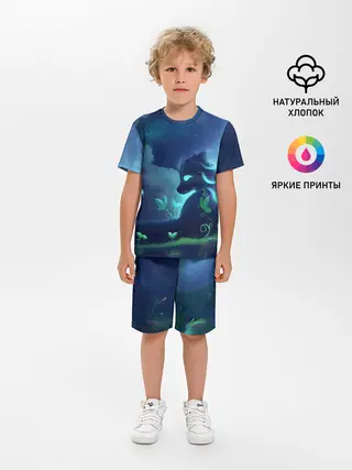 Детская пижама с шортами / Панда и лиса