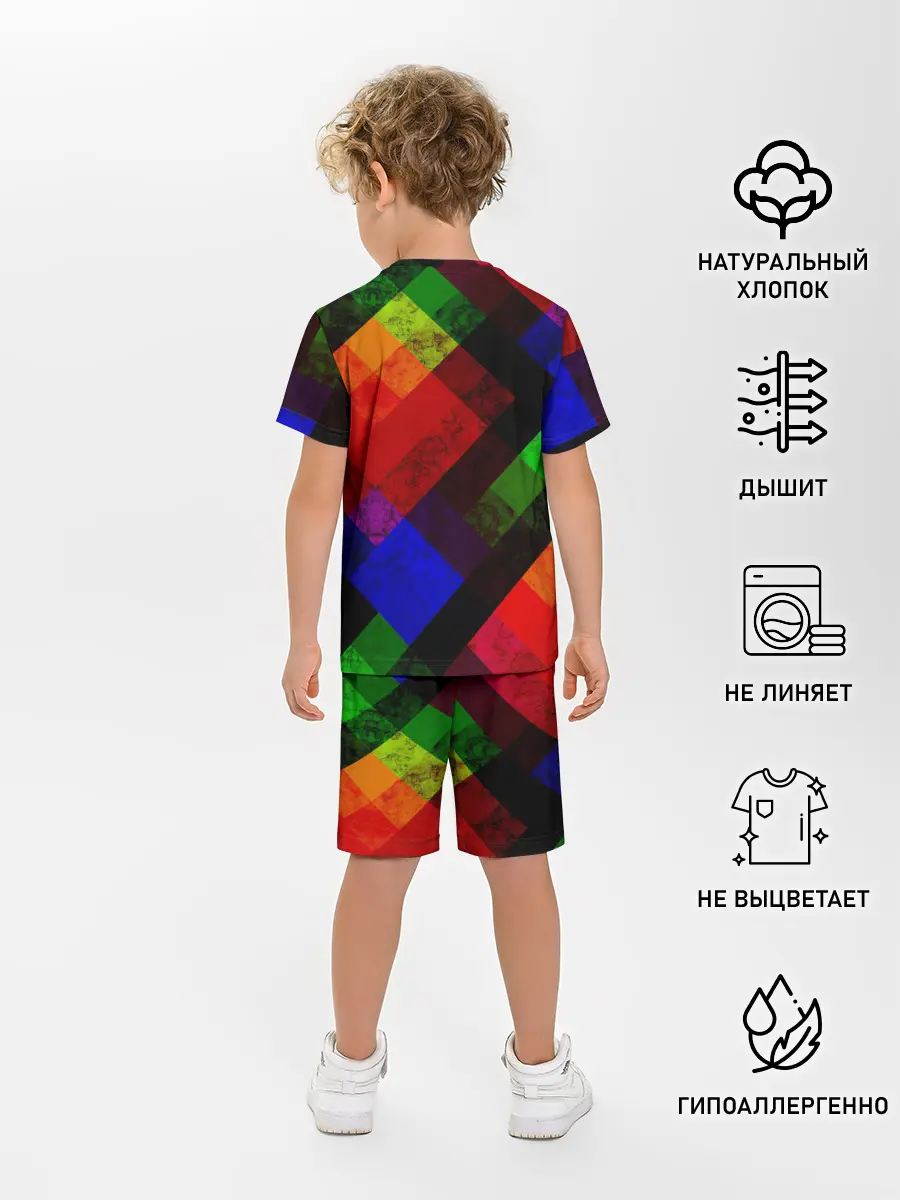 Детская пижама с шортами / Яркий геометрический узор