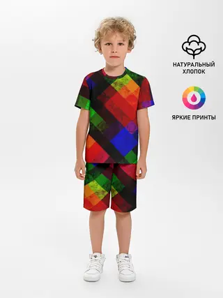 Детская пижама с шортами / Яркий геометрический узор