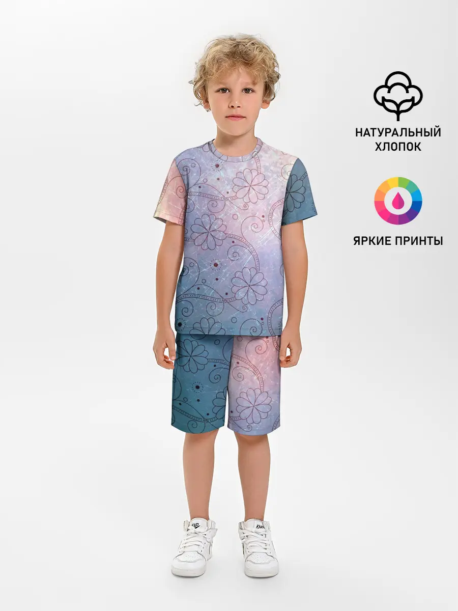 Детская пижама с шортами / Нежные цвета