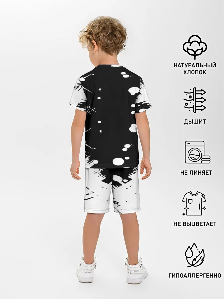 Детская пижама с шортами / Хвост Феи геометрия в чб