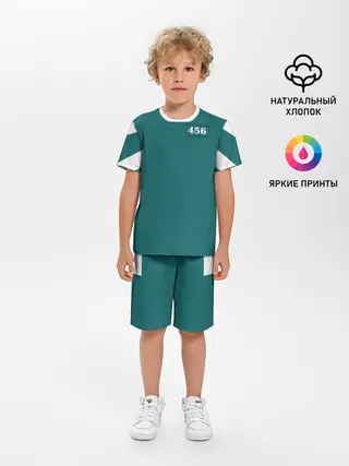 Детская пижама с шортами / Как в игре в кальмара. Куртка бирюзовая