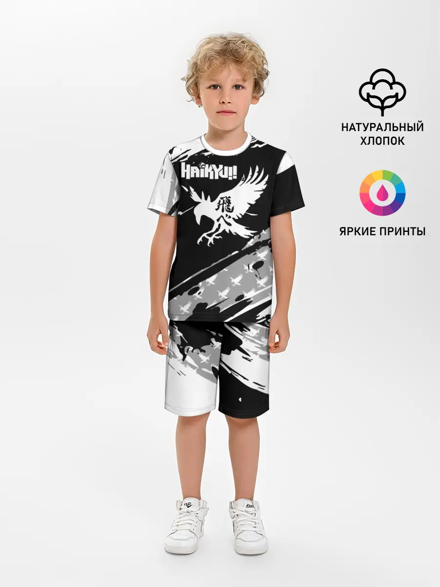 Детская пижама с шортами / Haikyuu!! Ворон иероглиф