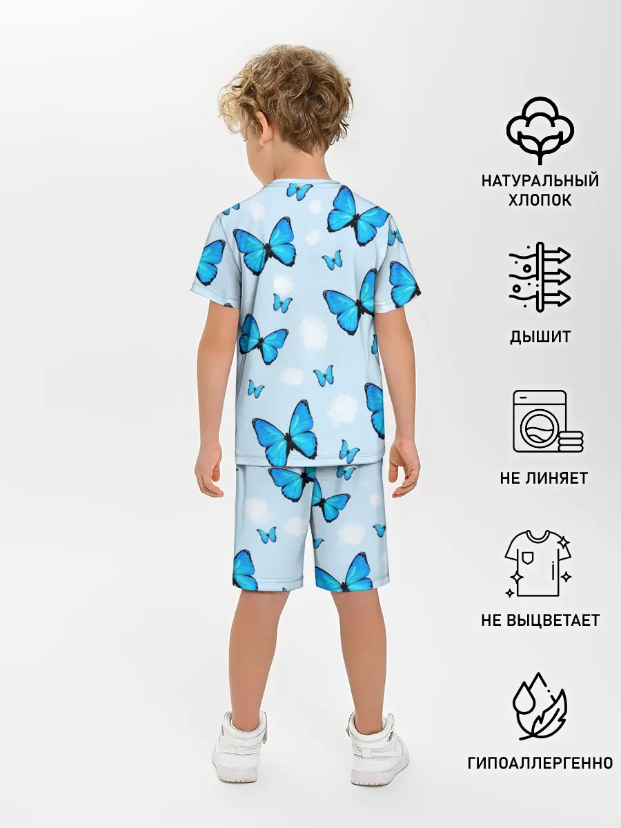 Детская пижама с шортами / Бабочки с Облаками