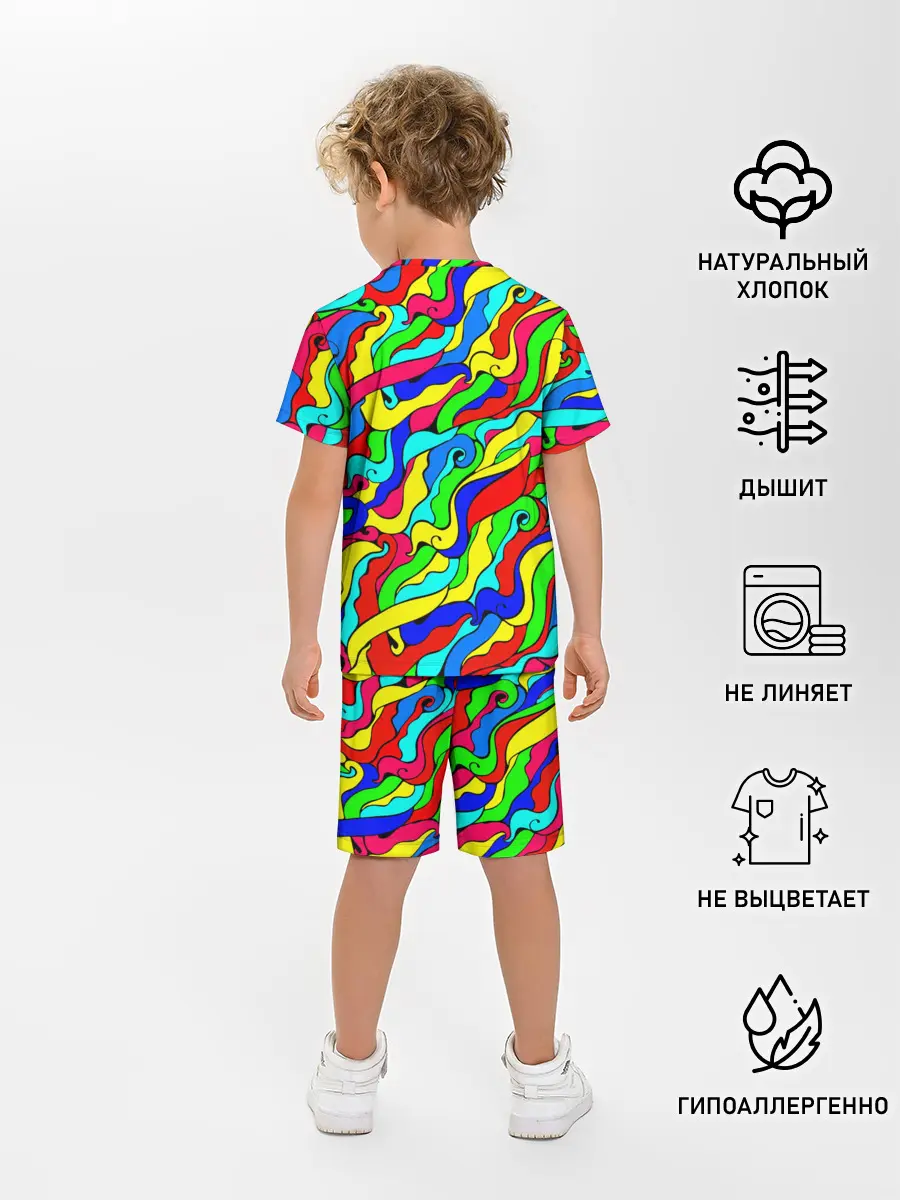 Детская пижама с шортами / Красочные узоры/абстракционизм