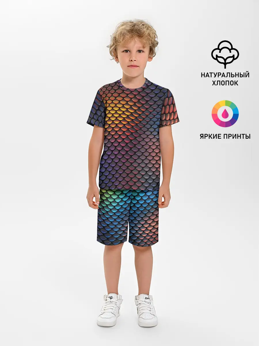 Детская пижама с шортами / Радужная чешуя