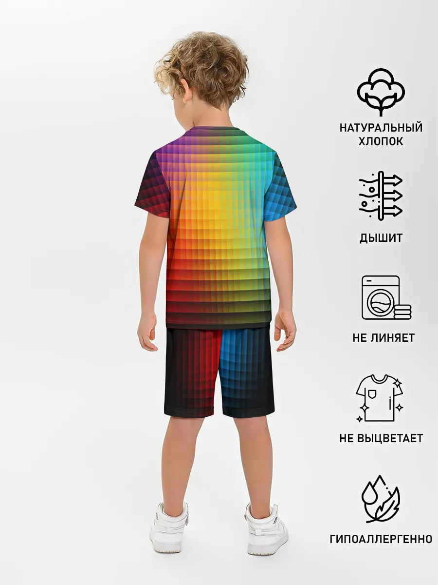 Детская пижама с шортами / Радужный градиент