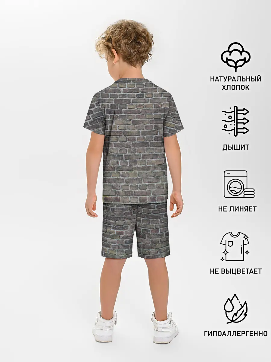 Детская пижама с шортами / кирпич