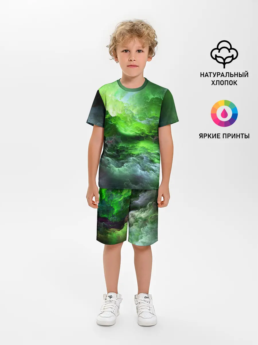 Детская пижама с шортами / GREEN SPACE | ЗЕЛЁНЫЙ КОСМОС