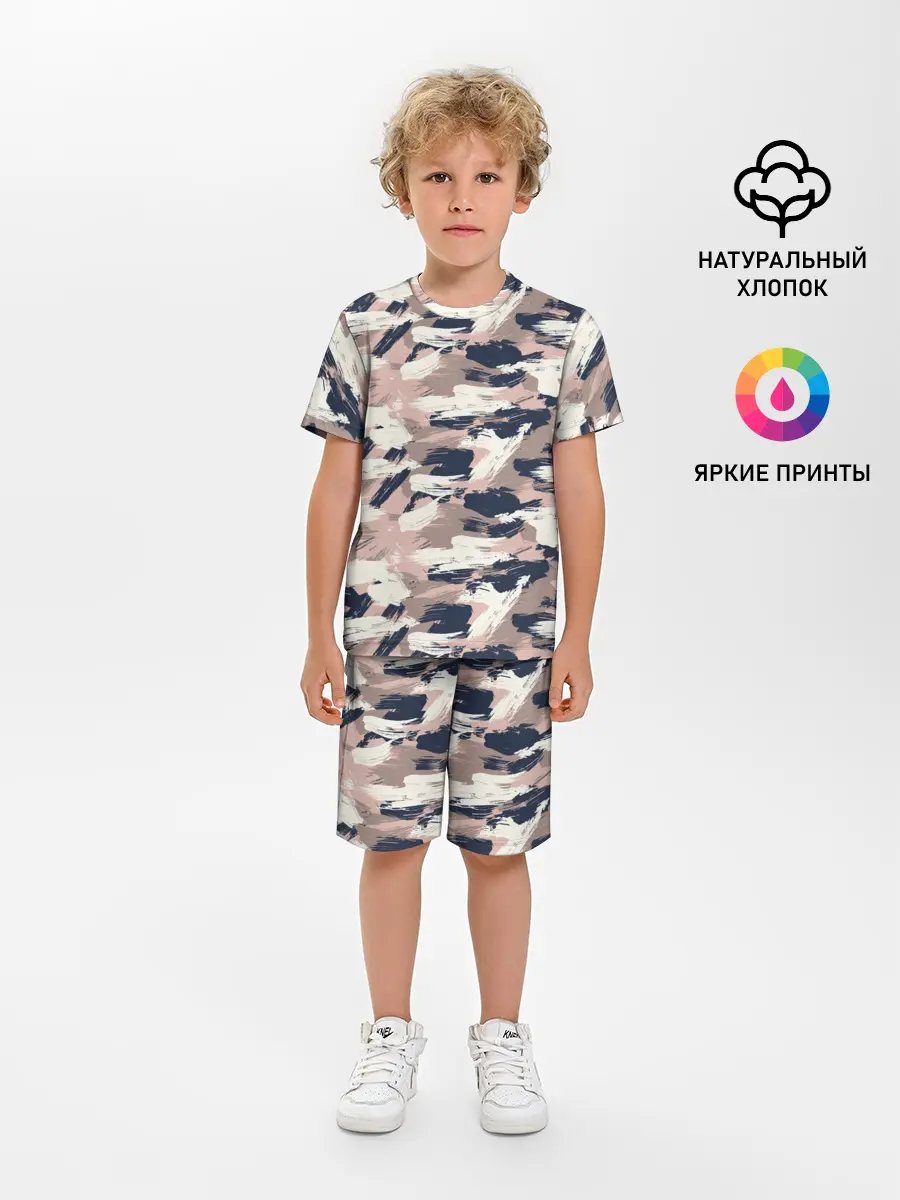 Детская пижама с шортами / Кремовый камуфляж