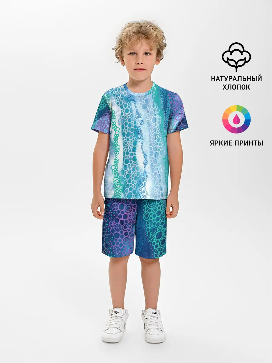 Детская пижама с шортами / Водопад красочной пены