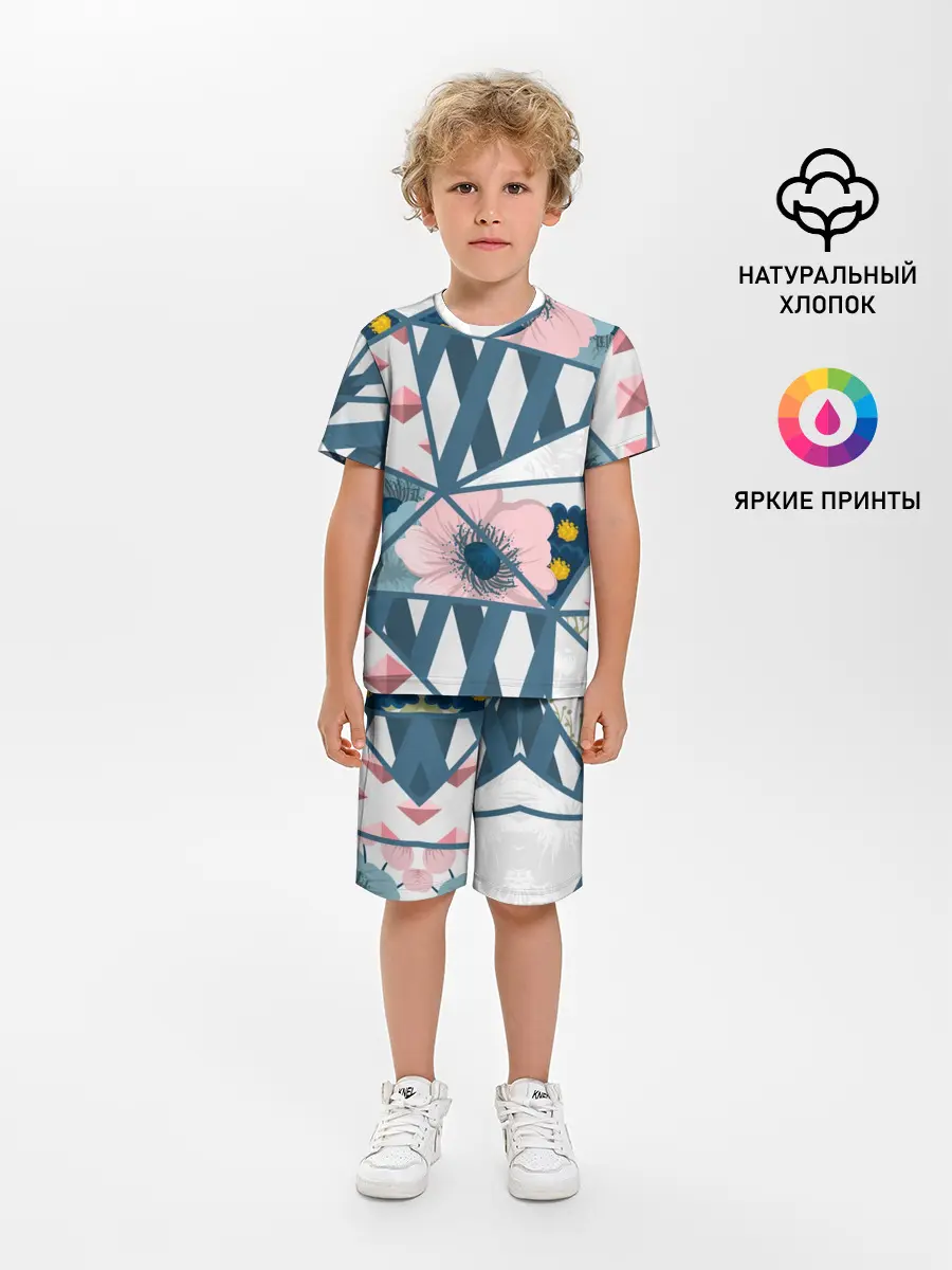 Детская пижама с шортами / Геометрия цветов